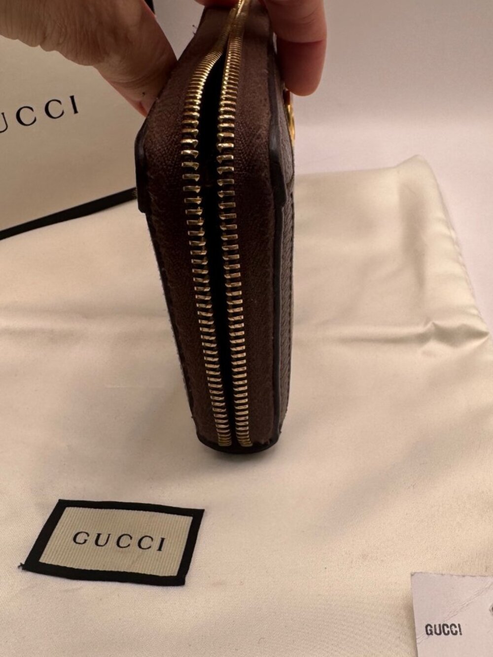 Authentic Gucci Ophelia Wallet Zip Around Web Stripe W Box and Dust Bag - Picture 10 of 15
